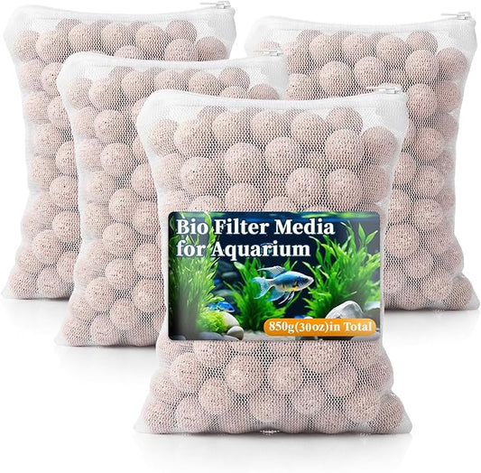 Sukh 30oz Ceramic Bio Balls - 4 Bags Fish Tank Sphere Filter Media Nano-Tech Bio-Spheres Bio Media for Aquarium,Fish Tank Sump,Pond,Freshwater,Canister Filter and Koi Ponds