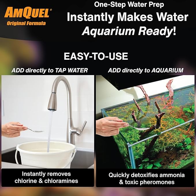 Kordon AmQuel One-Step Aquarium Water Conditioner - Removes Chlorine & Chloramines Fast, Detoxifies Ammonia, for Freshwater & Saltwater Aquariums, 1-Gallon