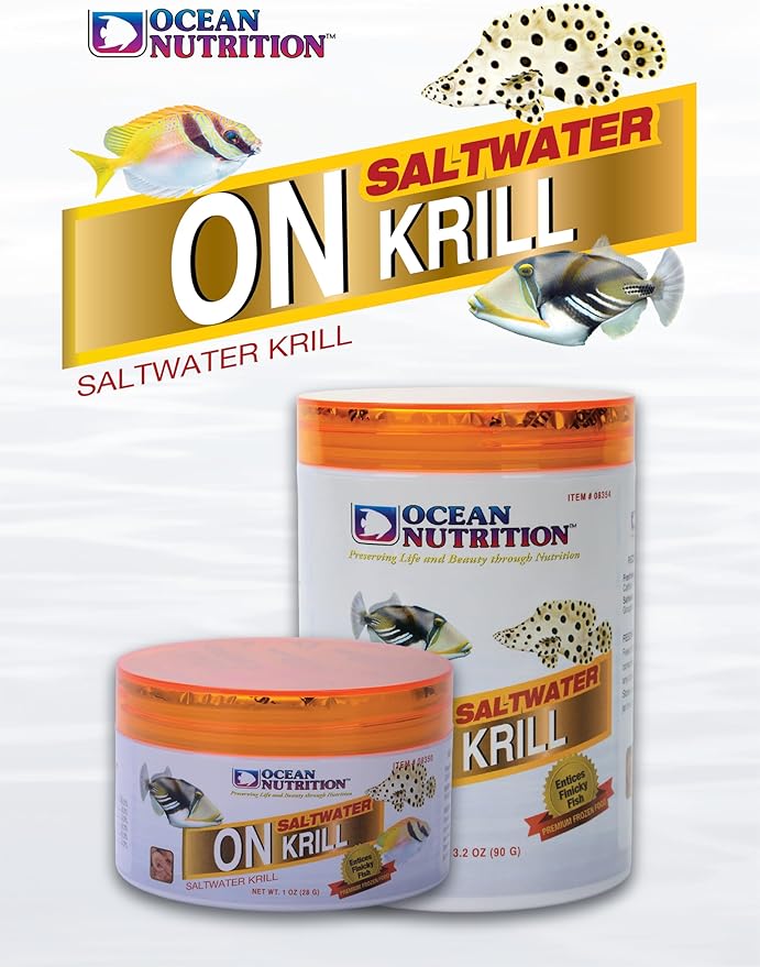 Ocean Nutrition Premium Freeze-Dried Krill Fish Food - Natural Shrimp Food for Freshwater Cichlids, Piranha, Catfish, Koi & Saltwater Triggers, Puffers, Groupers