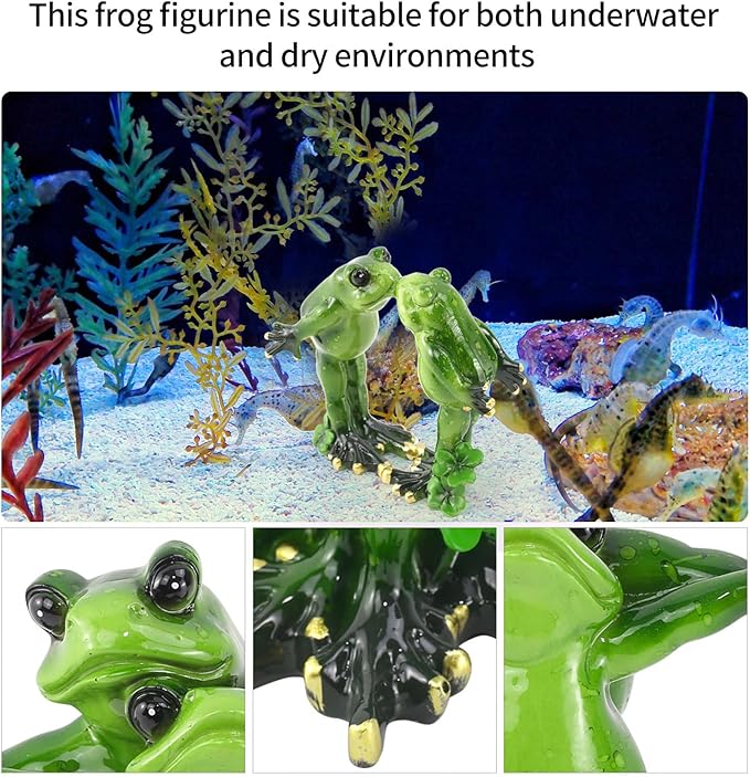 Resin Frog Statue Ornament for Aquarium - Underwater Landscape Figurine Decoration for Fish Tank