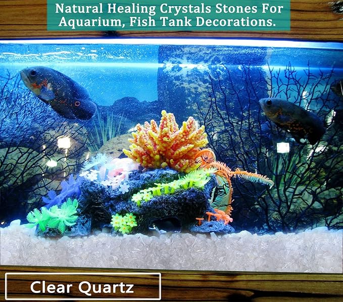 MAIBAOTA Natural Clear Quartz Crystal Rocks Chips Vase Filler Rocks for Succulent Plant Small Fish Tank Aquarium Gravel Decorative Pebbles Stones(200 gram)