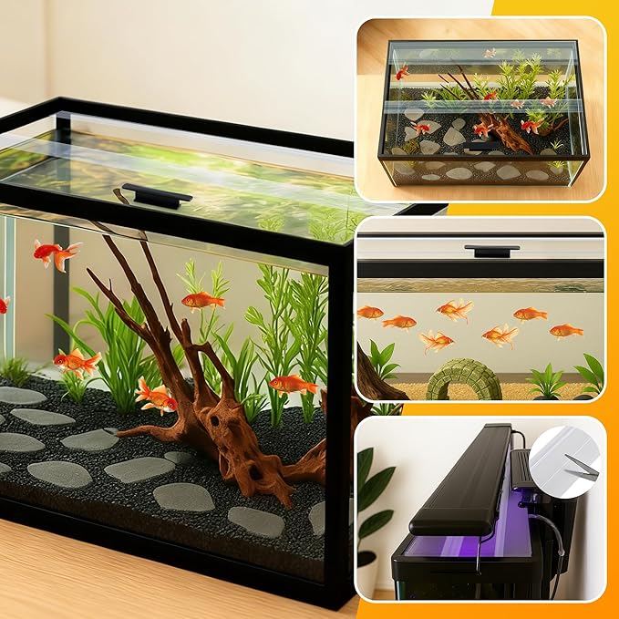 1PCS 23.07x11.69in Tempered Glass Canopy,Aquarium Fish Tank Hoods FITS for 15/20/55-Gallon Aqueon All Glass Marineland Perfecto Aquarium Fish Tank
