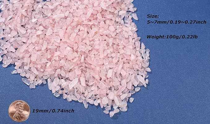 LAIDANLA Rose Quartz Crushed Stone Crystal Chips Bulk Natural Gemstones Healing Reiki Crystals Mini Quartz Vase Filler Aquarium Gravel 100g