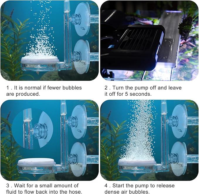 Aquarium Air Stone Disc, CO2 Diffuser for Aquarium Plants Fish Tank Nano Bubble Stone Kit Ultra-high Dissolved Bubbler Airstone with Accessories for Fish Tank and Small Bucket