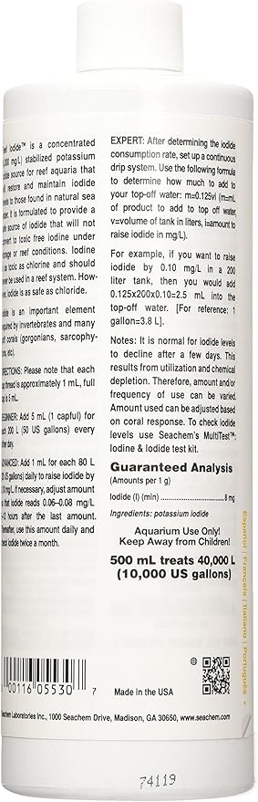 Seachem Reef Iodide 500ml (Pack of 2)