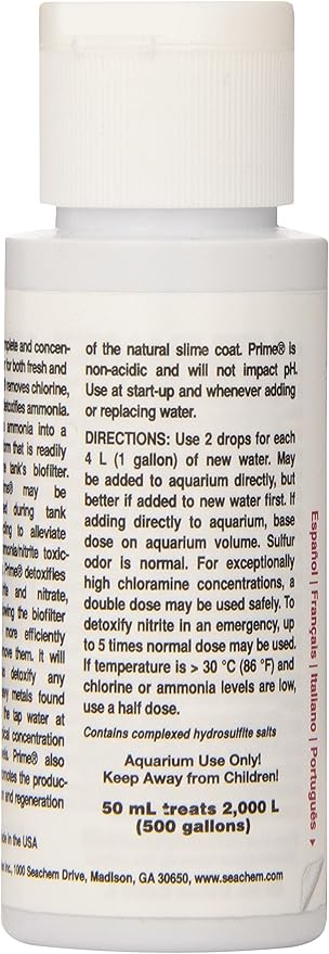 Seachem Prime Fresh and Saltwater Conditioner - Chemical Remover and Detoxifier 50 ml