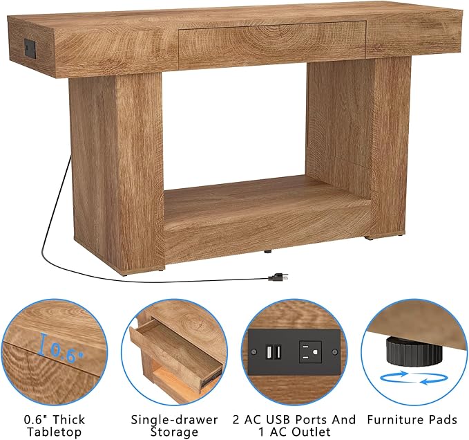 55–75/90 Gallon Aquarium Stand, 48 Inch Fish Tank Stand with Power Outlets & USB Ports, Heavy Duty Double Aquarium Stand for Turtle Reptile Terrarium, Farmhouse Tank Stand, Natural Wood