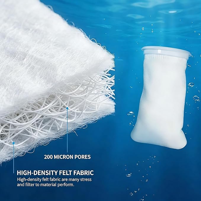 【12 Pack 4 Inch Ring Filter Socks 200 Micron】 10.24" Short Aquarium Felt Filter Bags, Aquarium Filter Sock for Saltwater Aquarium, 4 Inch Filter Sock Replacement for Eshopps & for Aqueon Fish Tanks
