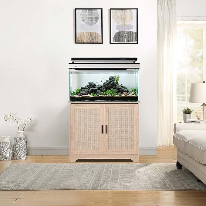unipaws 20-40 gallon Aquarium Stand, Fish Tank Stand with Storage Cabinet, Wooden Tank Stand for Turtle Tank, Reptile Terrarium, Nature