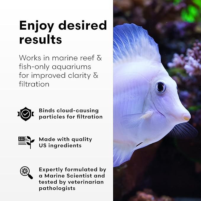 Continuum Aquatics Clarion Marine Water Clarifier for Saltwater Aquariums – Clears Cloudy Water Fast – Reef-Safe Formula – Enhances Filtration & Clarity, 500 ml