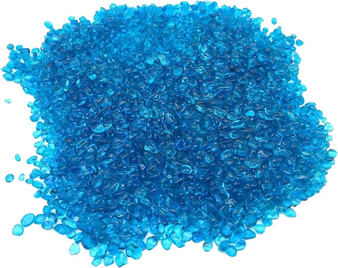 2 Pounds Landscape Glass Pebble Gravel Sand Fit for Aquariums Succulent Plants Terrarium Landscape, Natural Blue