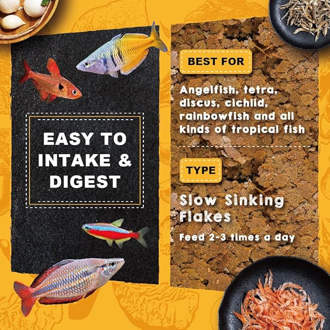 Ultra Fresh Tropical Fish Flakes Food, Color Boosting, All Natural, Complete Nutrition for Tropical Fish, Discus, Angelfish 7.05oz