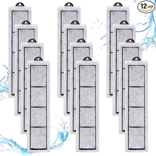 12 Pcs Aquarium Filter Cartridges Replacement Compatible with RF-S Filters, 4-Stage Activated Carbon & Zeolite Fish Tank Filter Refills for Desktop Aquariums, Cleaner & Healthier Water
