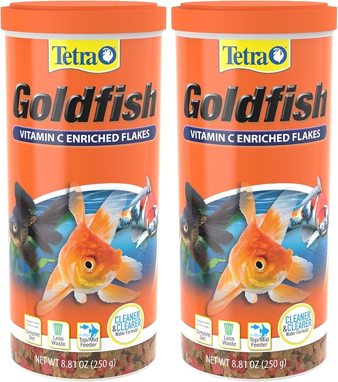 Tetra Goldfish Vitamin C Enriched Flakes Nutritionally Balanced Diet for Goldfish and Small Koi, 8.81 Ounces (250 Grams) (Pack of 2)