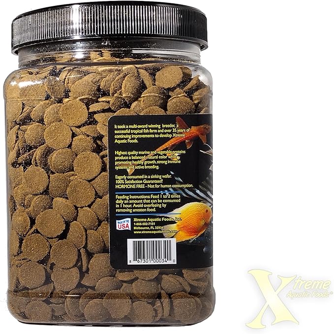 Xtreme Scrapers Wafers - Premium 14mm Fast-Sinking Fish Food – Nutrient & Cellulose Rich Ideal for Nocturnal Feeders, Catfish, Plecostomus Species, and Loaches – USA Farm Grown (18oz)