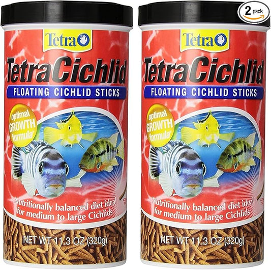 Tetra TetraCichlid Floating Cichlid Sticks 11.3 Ounces, Pond Fish Food, Nutritionally Balanced (Pack of 2)