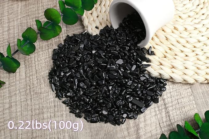 ZHIYUXI Obsidian Crystal Vase Filler Crystal Chips Stone for Decoration Succulent Plants Vase Fish Tank Gravel Crushed Crystals Chips Gemstone Polished Healing Crystals Quartz Home Decor Gem Stones
