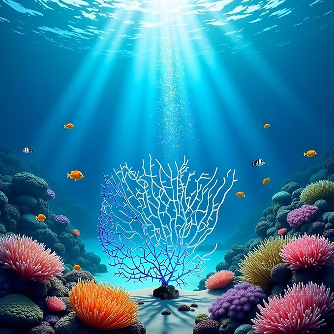 Blue Artificial Coral Branch Faux Aquariums Ornament Fish Tanks Landscape Sea Fan Decorations Artificial Coral Branch Aquarium Décor