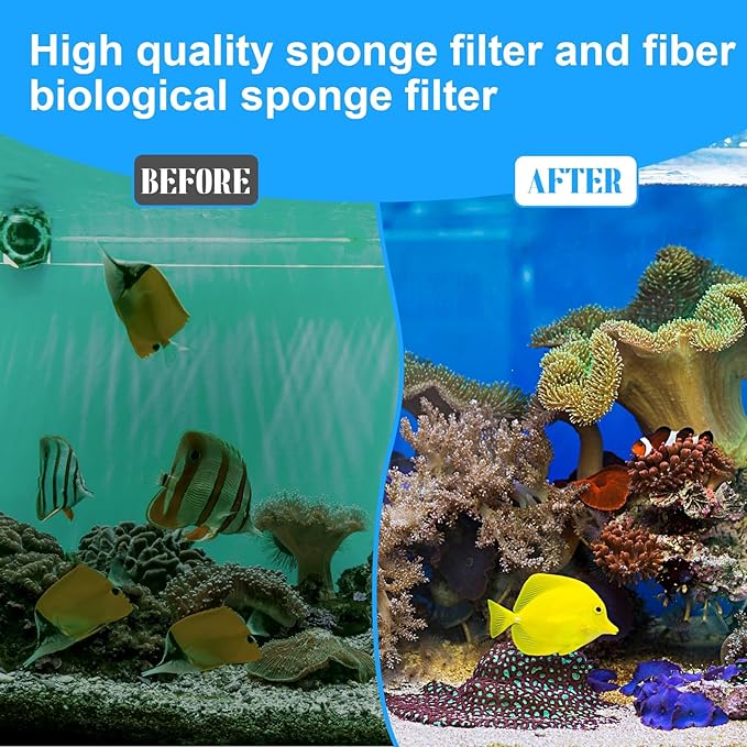 Nosiny Filter Foam Cartridge Pad Compatible with U3 Poly-Max with Zeolite Particles Underwater Sponge Aquarium Underwater Filter Replacement Accessories for Aquarium Fish Tank