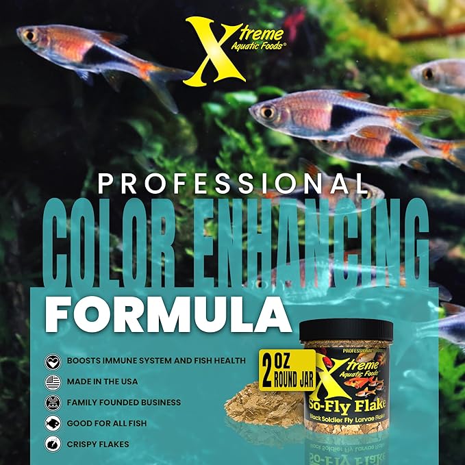 Xtreme So-Fly Flakes - Sustainable Protein from Black Soldier Fly Larva for Tropical Fish - Eco-Friendly Food, Nutrient-Rich, All-Natural Diet - USA Farm Grown (2oz)