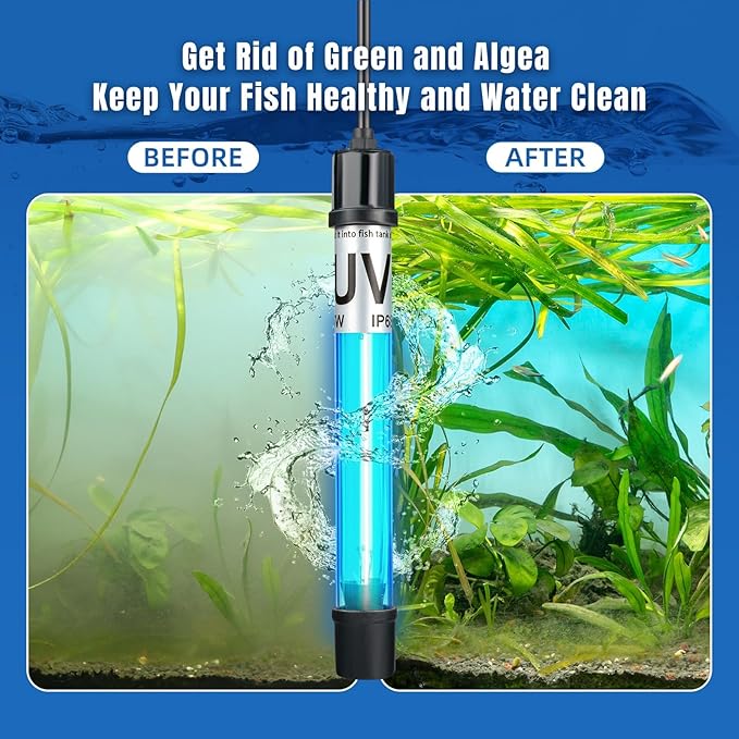 9W Aquarium UV Light for 60-180 Gallon Fish Tank Green Clean Light 9 inch