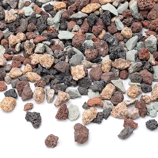 Pulovin 5lbs Mix Horticultural Lava Rocks for Plants, 1/5 Inch Potting Soil Amendment for Succulents, Cacti, Bonsai, Decorative Gravel Plant Drainage Volcanic for Terrarium, Top Dressing
