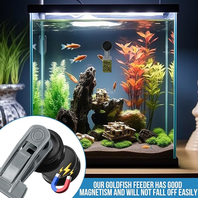 Magnetic Seaweed Feeder Clip, Saltwater Fish Aquarium Accessories Supplies Algae Magnet Seaweed Feeder Magnetic Clips,Goldfish Fish Tank Feeding Ring Suitable for Aquatic Pets