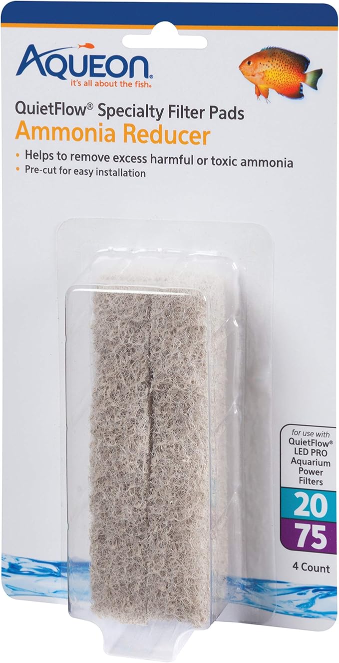 Aqueon QuietFlow LED PRO Ammonia Reducer 4 Count Filter Pads for Model 20 and 75
