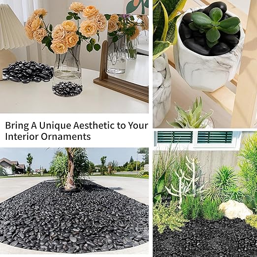 20lb Black River Rock, Suitable for Aquarium Gravel, vase Decorative Stone, Plant Rock, Rock for houseplants
