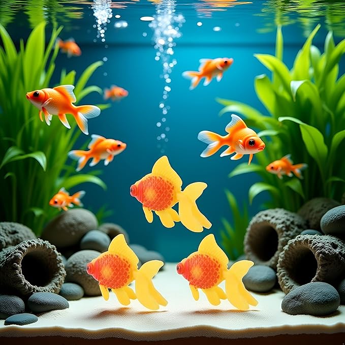 3 Pack Gold,orange Artificial Aquarium Fishes Fake Fish Plastic Fish Aquarium Moving Fishes Ornament Decoration Orange Goldfish for Aquarium Fish Tank Aquarium Décor Thematic Ornaments,Aquarium Décor