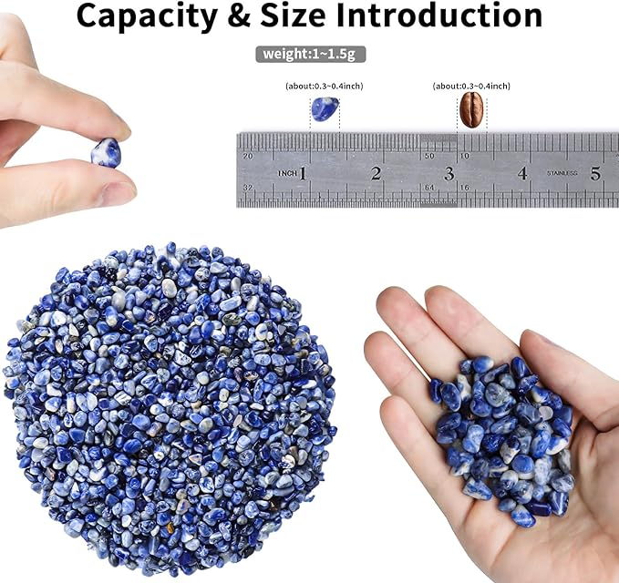 Colorful Agate 1lb Crystal Polished Tumbled Stones Irregular Shaped Crystal Chips Bulk Natural Gemstone Aquarium Gravel Rocks Vase Filler Fish Tank Gravel Home Decoration (Sodalite)