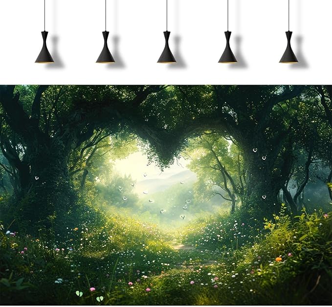 Heart Shaped Forest Aquarium Background Rainforest Heart Shapes Fish Tank Background Fantasy Magical Forest Reptile Tank Backgrounds Lush Green Meadow Flowers Reptile Enclosure Backgrounds 24x16in