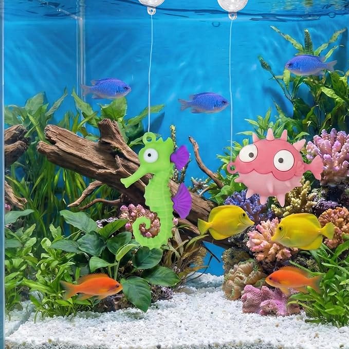 Aquarium Ornament, 2 Pcs Fish Tank Decorations Floating Decor Octopus with Floating Device,Cute Fish Tank Accessories for All Kinds of Simulated Underwater World