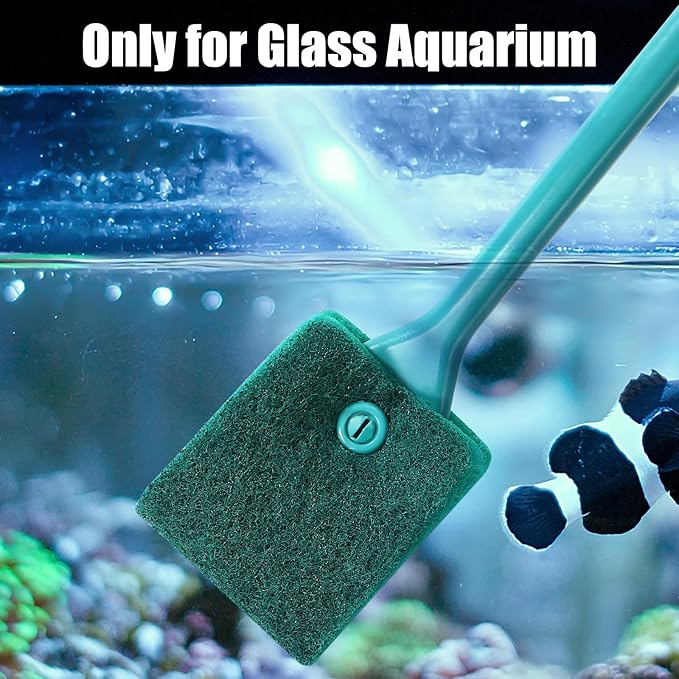 AQUANEAT 3pcs Fish Tank Cleaning Tools, Aquarium Double Sided Sponge Brush, Algae Scraper Cleaner with Long Handle