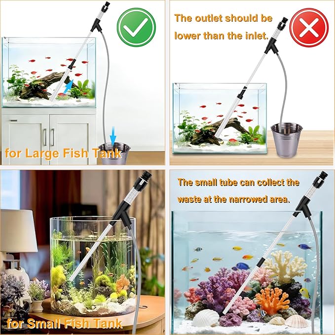 Carefree Fish Aquarium Siphon Gravel Cleaner 6Ft Hose Tank Water Changer Sand Vacuum Multifunctional Cleaning Tools Fish Feeding Tube Coral Feeder Pipette Upgraded Turkey Baster