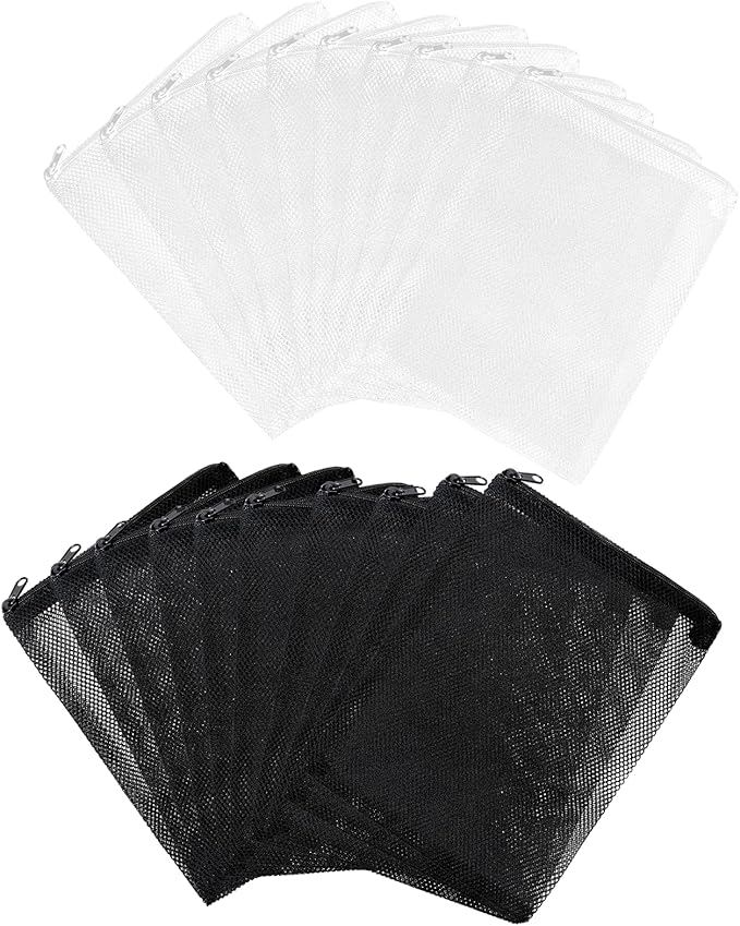 20Pcs Reusable Aquarium Media Bag, Aquarium Filter Media Bags, Fine Mesh Bag with Zipper for Tank Aquarium, 2 Colors (6" x 4")
