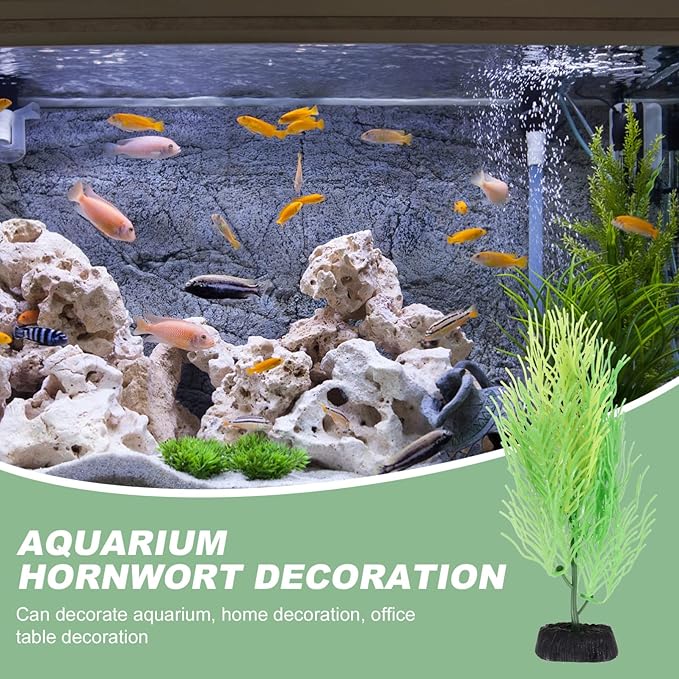 STOBOK 1Pc Artificial Aquarium Plants, Artificial Hornwort Plant Coral Decor Fish Tank Plants Coral Reef Decor Seaweed Decor for Aquarium Decorations Ornaments, Green