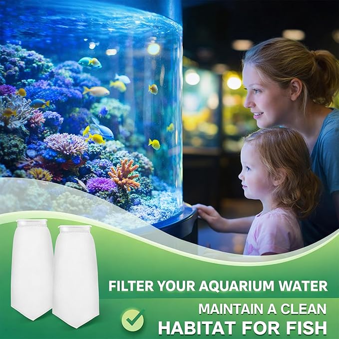 2-Pack Rectangle Filter Socks for Aquarium, 7″x4.5″ Durable Polyester Mesh, 200 Micron Efficient Debris Filtration for Saltwater & Freshwater Fish Tanks