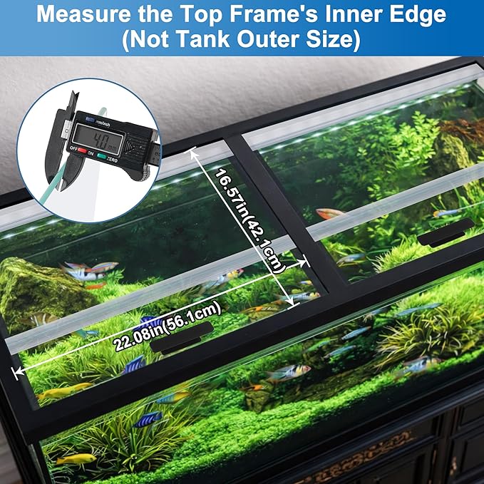 2PCS Set Glass Canopy, 22.08 x 16.57in (Each PCS) Clear Tempered Aquarium Fish Tank Hoods, ONLY FITS Aqueon 75/90/110 Gallon Aquarium Fish Tank