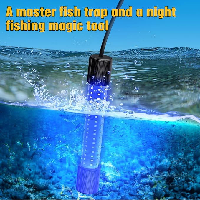 Underwater Fishing Blue Light Compatible with DeWalt 20V Battery,1300 Lumens,LED Light for IP68 Waterproof Submersible Fish Attractor Light for Night/Ice/Boat Fishing(no Battery)