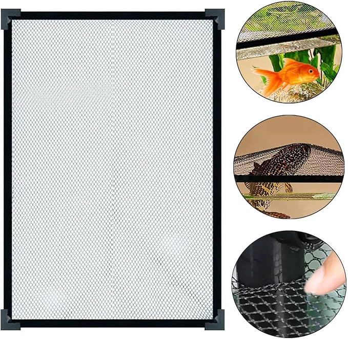 Mesh Screen Netting for Fish, DIY Magnetic Aquarium Lid Mesh Cover Replacement Multiple Sizes(80cmx40cm)