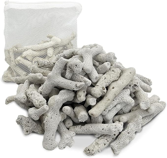 kathson 1.1lb Crushed Coral for Aquarium Crushed Coral for Freshwater Aquarium Corals for Fish Tank to Raise ph Filter Media for Fish Tank with Mesh Bag for Fish Tank Filter Media Decorations