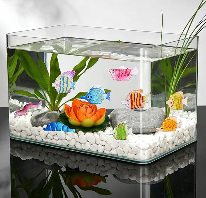 9 Pcs Miniature Flat Fish Aquarium Decor - Vibrant Handmade Underwater Simulation Models for Fish Tank Landscape, Creative Ocean Theme Ornaments, DIY Marine World Hanging Accessories & Desktop Display