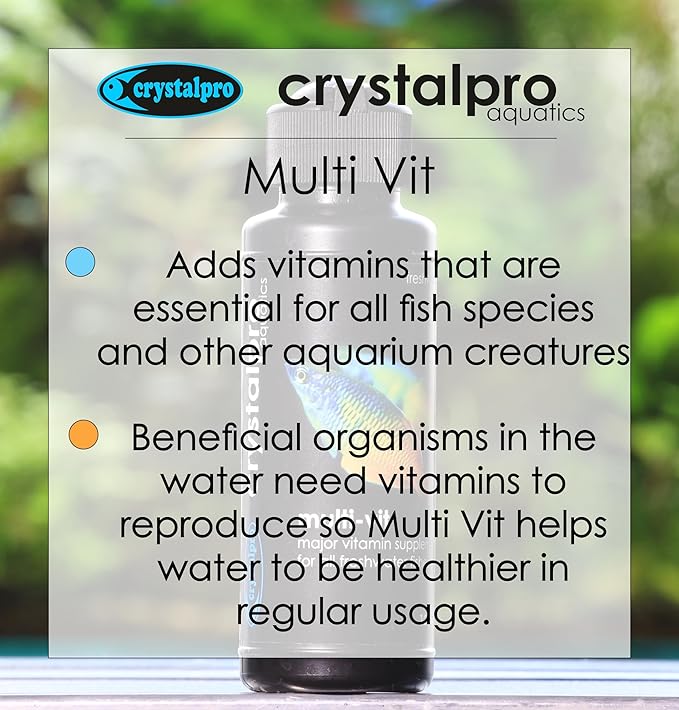 Crystalpro Multi VIT 4.22 Oz - Balanced MultiVitamin Supplement for Freshwater Fish - Healthy Water Conditions for Freshwater Aquariums (125 ml)