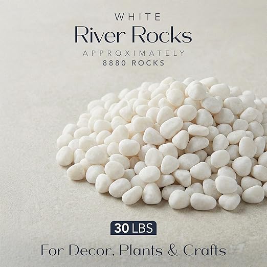 River Rocks Decorative Ornamental Vase Filler 0.5" - 0.75" White Aquarium Gravel 30 lbs - Landscaping Pebbles for Indoor Plants, Succulents, Terrarium & Home Decor, DIY & Crafting – Royal Imports