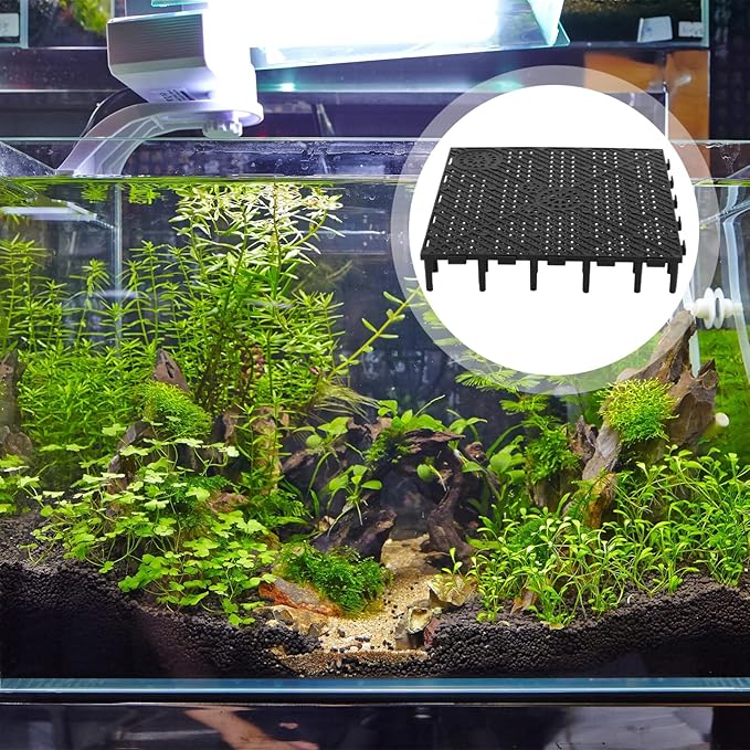 ULTECHNOVO Aquarium 20pc Fish Tank Bottom, Plate Sand Gravel, PVC Splicing Clapboard Bottom, Sand Gravel Board for Aquarium Breeding (Black) Fish Tank Filters