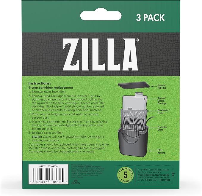 Zilla Replacement Filter Cartridges Medium, 3 Count (Pack of 2)