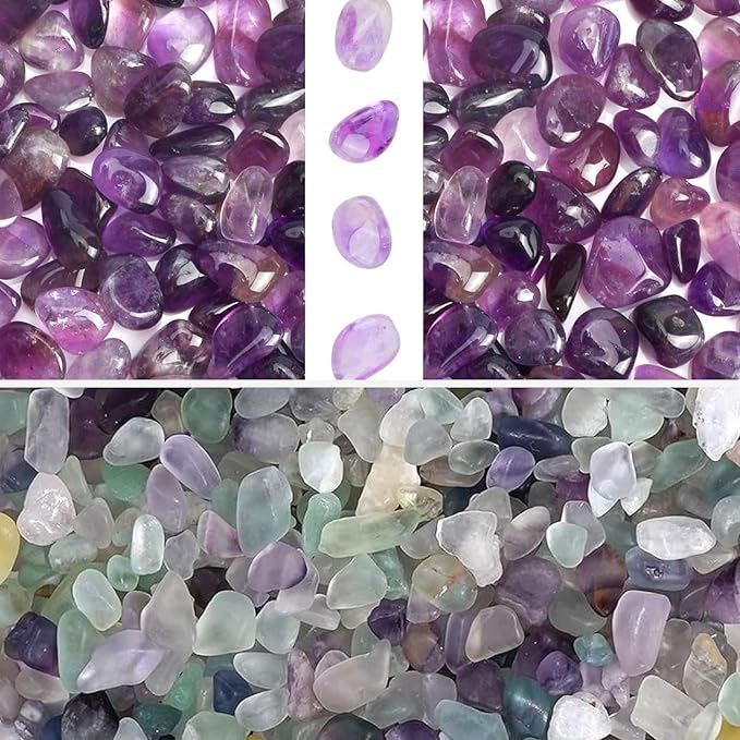 gemshan 2lb Fluorite Crystal & 2lb Amethyts Chips