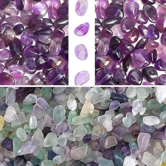 gemshan 2lb Fluorite Crystal & 2lb Amethyts Chips