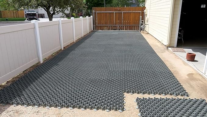 Standartpark Vodaland Permeable Pavers - EasyPave Grass & Gravel Driveway Grid - Load Class A-D, 100% Recycled Plastic Pavers, 2" Depth, 315 Sq Ft/ 126 Units, Gray